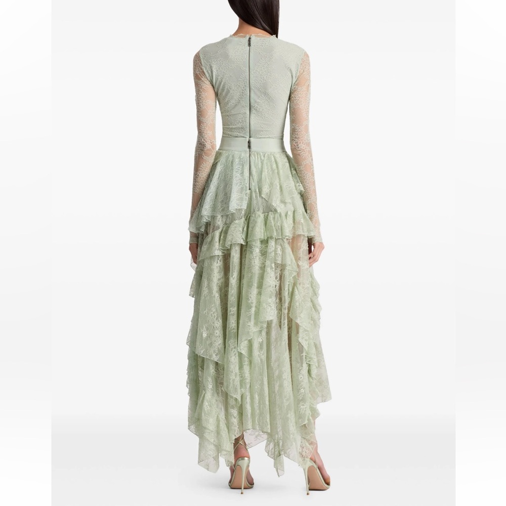 Alice + Olivia Karys Mixed Media Skirt In Green Tea - Picture 10 of 12